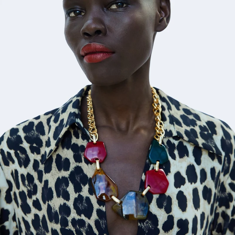 

Best lady ZA Multicolored Choker Necklace For Women Punk Fashion Pendant Necklace Christmas Gifts Trendy Accessories Wholesale