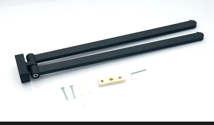 

Bathroom accessory Black Leather paint Movable Double towel hanger Wall mounting Towel Bar
