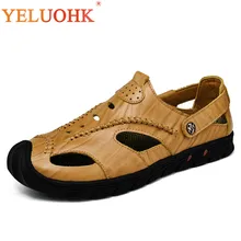 Большие размеры 38-46 мужские сандалии удобные мягкие кожаные сандалии Для мужчин большие Размеры мужские летние туфли