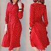 Flectit Vintage '80s Dress French Style Polka Dot Button Up Midi Dress Long Sleeve High Waisted Retro Holiday Dress Women ► Photo 2/6
