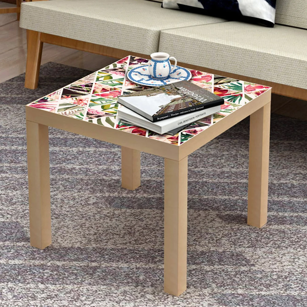 

Retro PVC Tropical Flower Triangle Tile Tablecloth Cantact Paper Waterproof Self Adhesive Table Stickers For Kitchen Dining Room