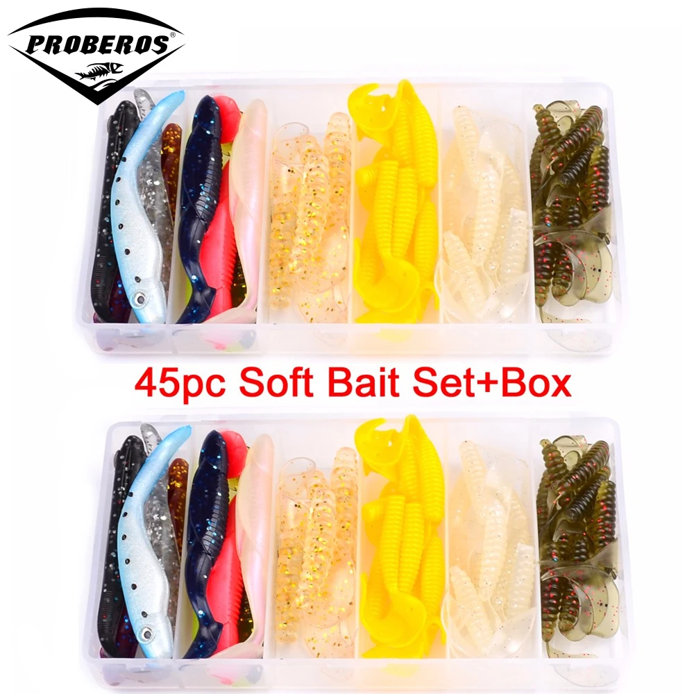 45pcs/set plastic Sunlure Brand fishing lures set with box Soft Lure