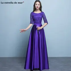 Vestido madrinha 2019 Новый Кружева атласная Половина рукава линия бордовый фиолетовый золото серебро розовый бирюзовый розовое платье подружки