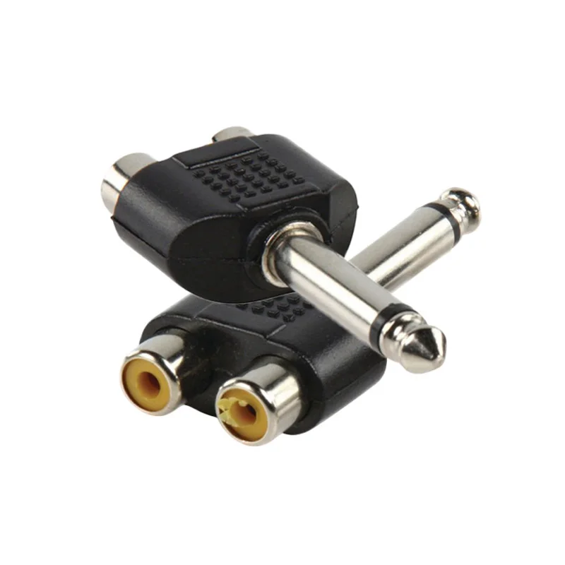 2pcs 6 35mm Male Mono 1 4 Stereo Jack Plug to 2 RCA Phono Female Socket 4