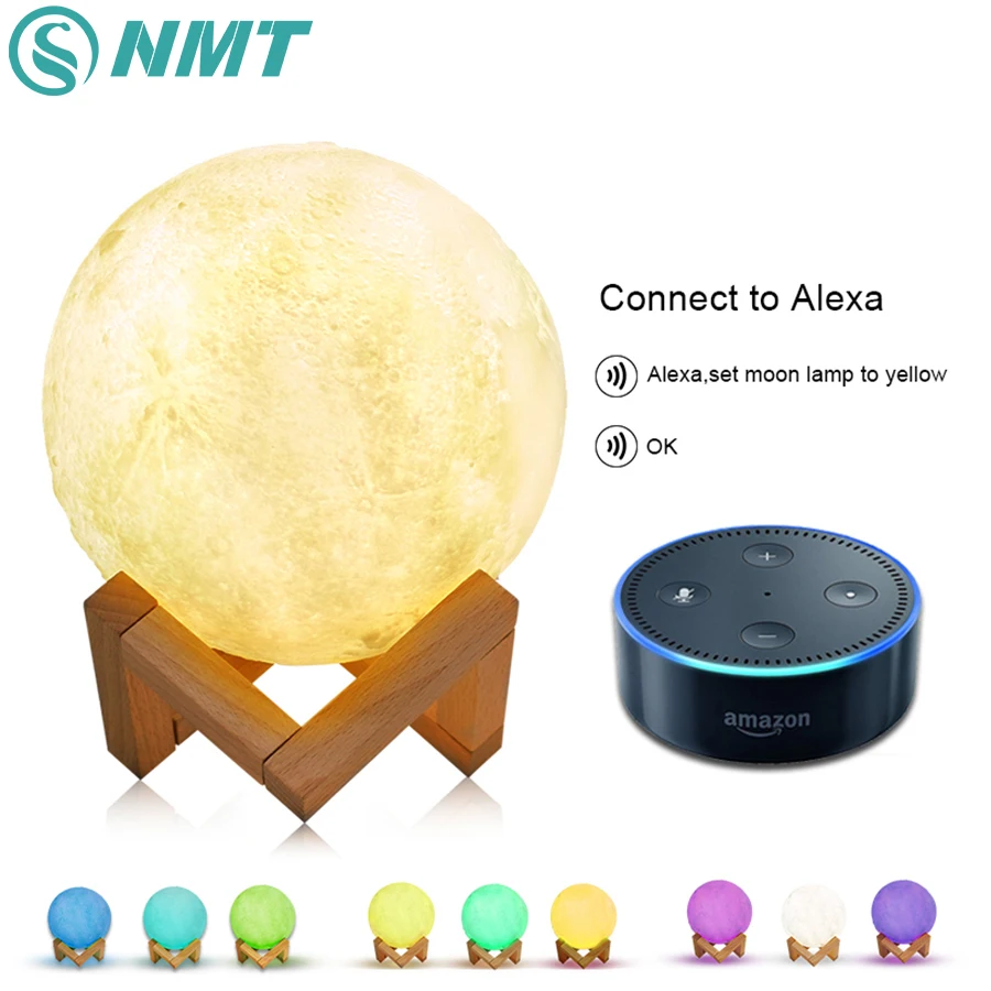 

Dropshipping 3D Printed LED Moon Light Smart Voice Control WiFi App Bedroom Night Light Decoration Birthday Gift Work With Alexa
