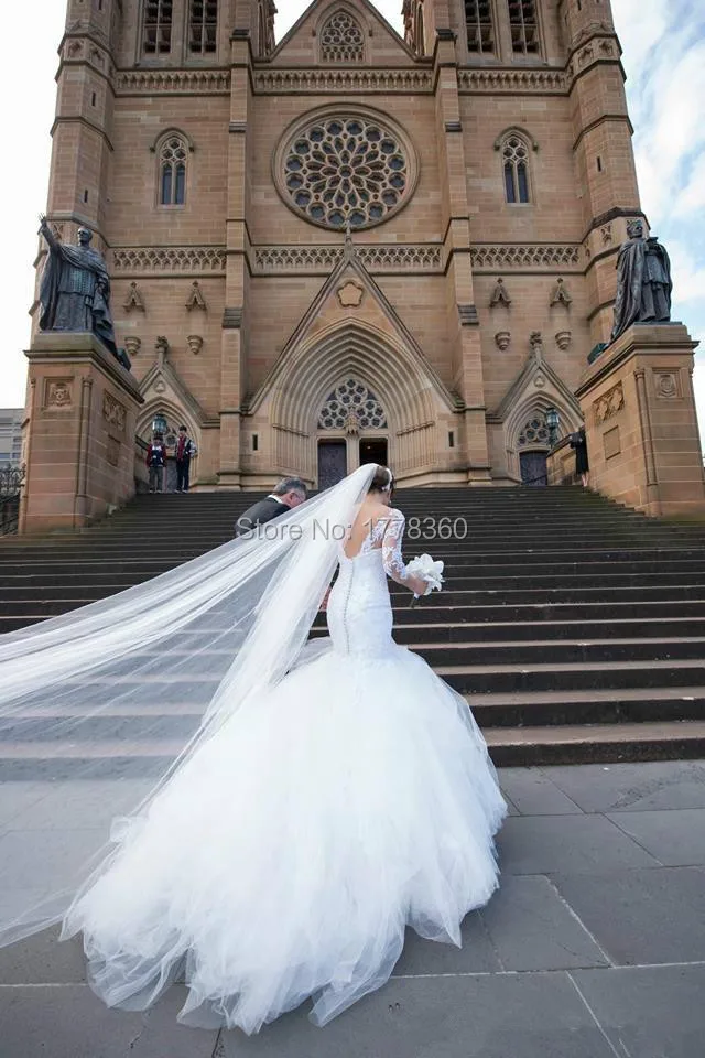 Glamorous-Appliques-2016-Wedding-Dress-With-Long-Sleeve-Sexy-V-Neck-Mermaid-Tulle-Bridal-Gowns (1)