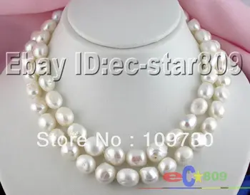 

Jewelry 0012005 BIG 2ROW BAROQUE 15MM WHITE FRESHWATER PEARL NECKLACE