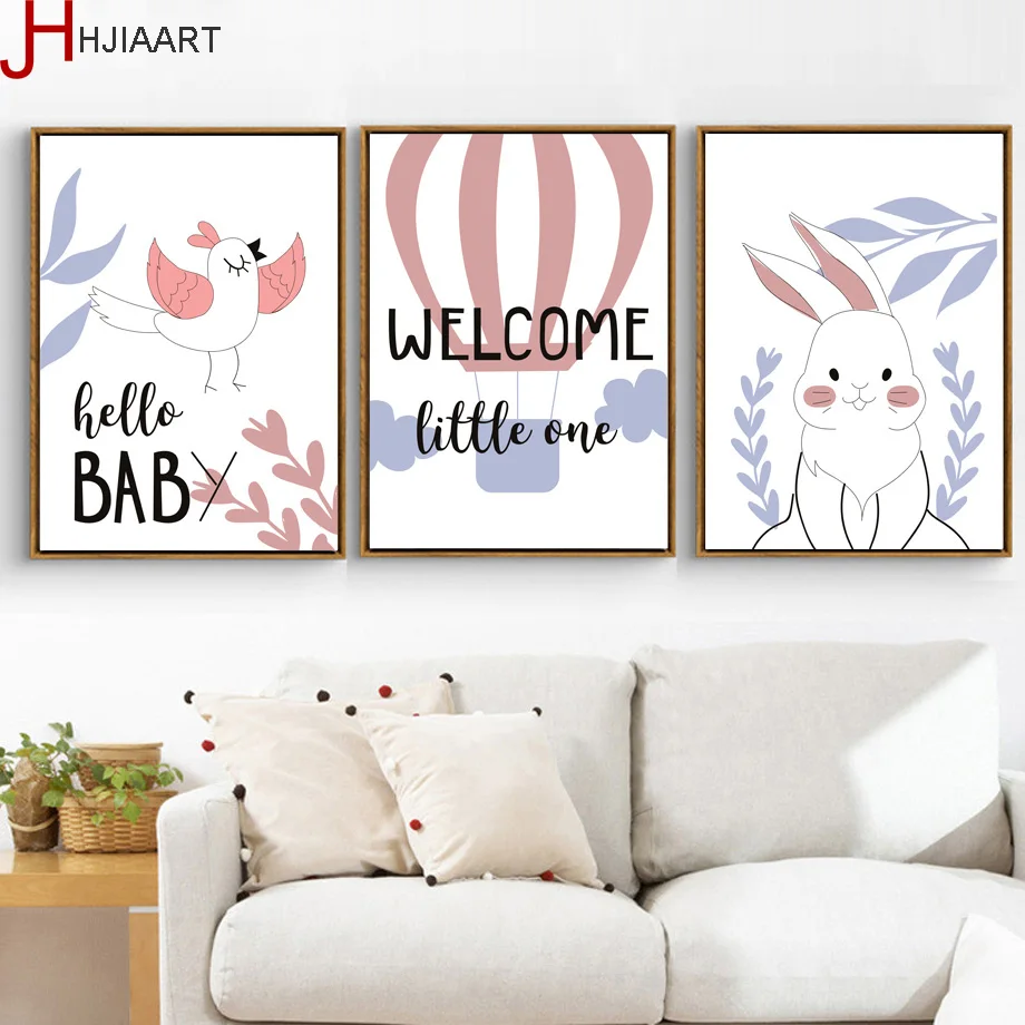 Rabbit Love Dream Nordic Poster Canvas Painting Nursery Wall Art Prints Pictures Kids Room Bedroom Decor | Дом и сад