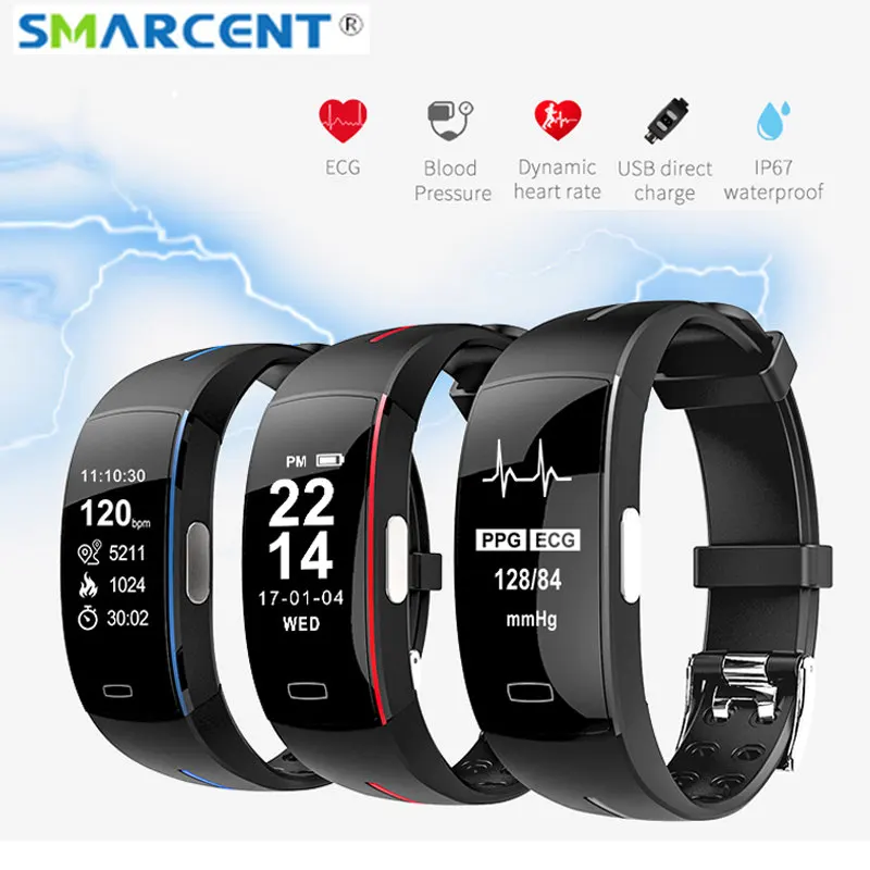 

P3 ECG+PPG Smart Band Support Blood Pressure Heart Rate Monitor Wristband IP67 Waterpoof Pedometer Sports Fitness Smart Bracelet