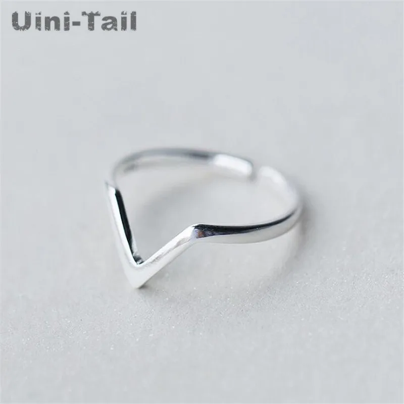 

Hot 925 sterling silver fashion simple V word open silver ring Korean fashion flow high quality jewelry wholesale