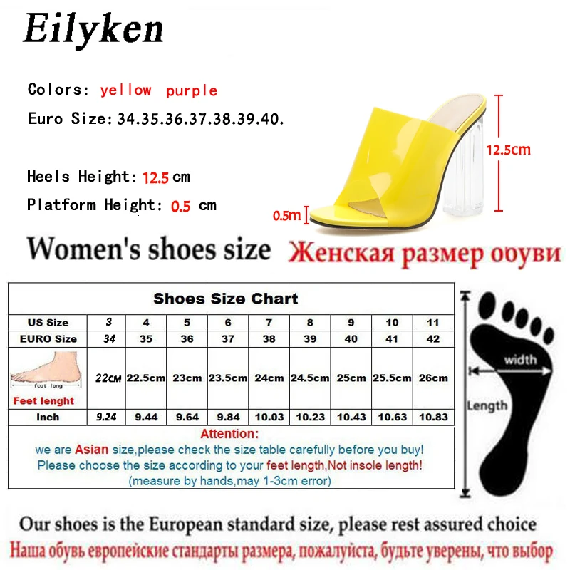 Eilyken/ г. Новые летние модные тапочки из ПВХ-Желе, прозрачные туфли на квадратном каблуке с кристаллами туфли без пяток на высоких каблуках размер 35-42