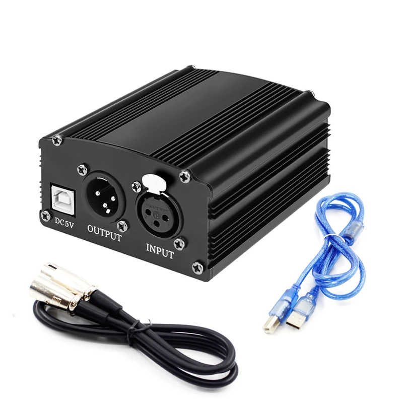 48v Phantom Power Eu/us Plug 110v/220v 1channel Supply+adapter+one Xlr Audio Cable For Any