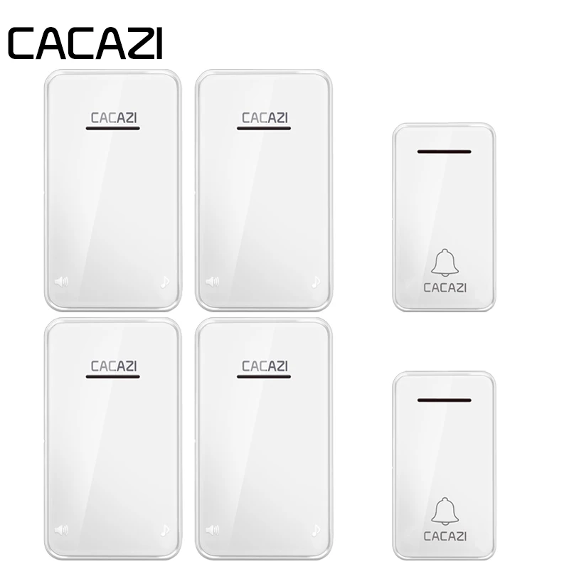 

CACAZI Waterproof Home Wireless Doorbell New Self-powered 200M Remote LED Light Smart No Battery Calling Bell 6 Volume 48 Chime