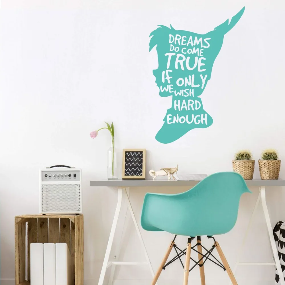 Peter Pan  Dream Quote Wall Decal Nursery Kids Room Tinkerbell Peter Pan Inspirational Quote Wall Sticker Playroom Vinyl Decor (3)