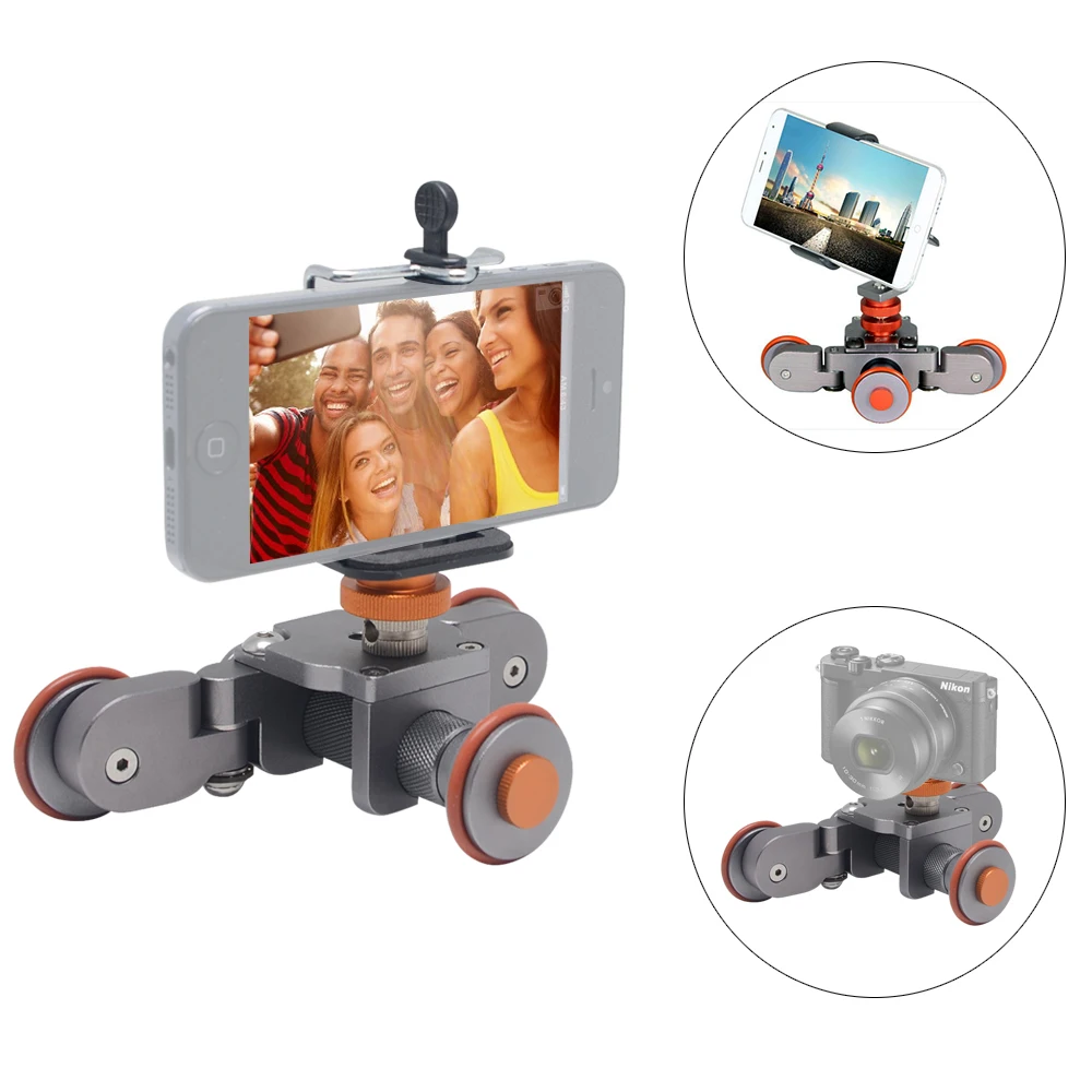 Mcoplus Flexibilní Autodolly Elektrický dolly 3-Wheel Pulley Car Rail Rolling Track Slider pro iPhone DSLR Kamera Videokamera Cellphon