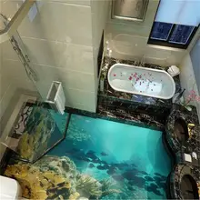 3d Flooring Murals Custom Photo Wallpaper Sea world really 3D floor Wallpaper Bathroom Self-adhesive PVC Waterproof Wallpaper beibehang custom 3d flooring waves painted floor super green on the bathroom floor wall papers home decor 3d wallpaper flooring