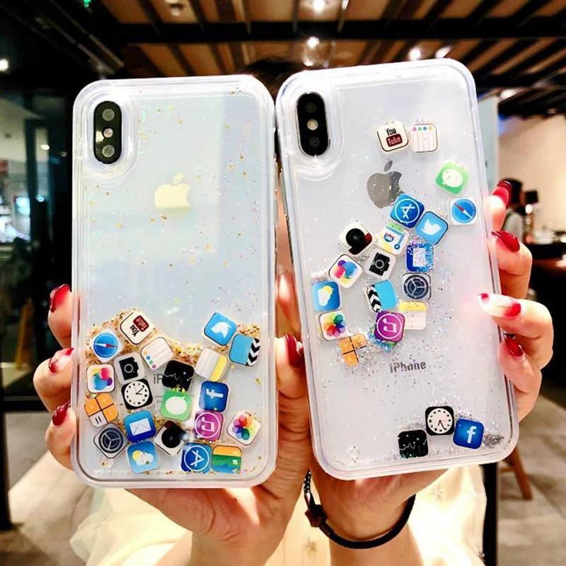 Противоударный чехол с динамическим зыбучим песком для iPhone 12 mini 11 Pro X XR XS MAX SE App Icon