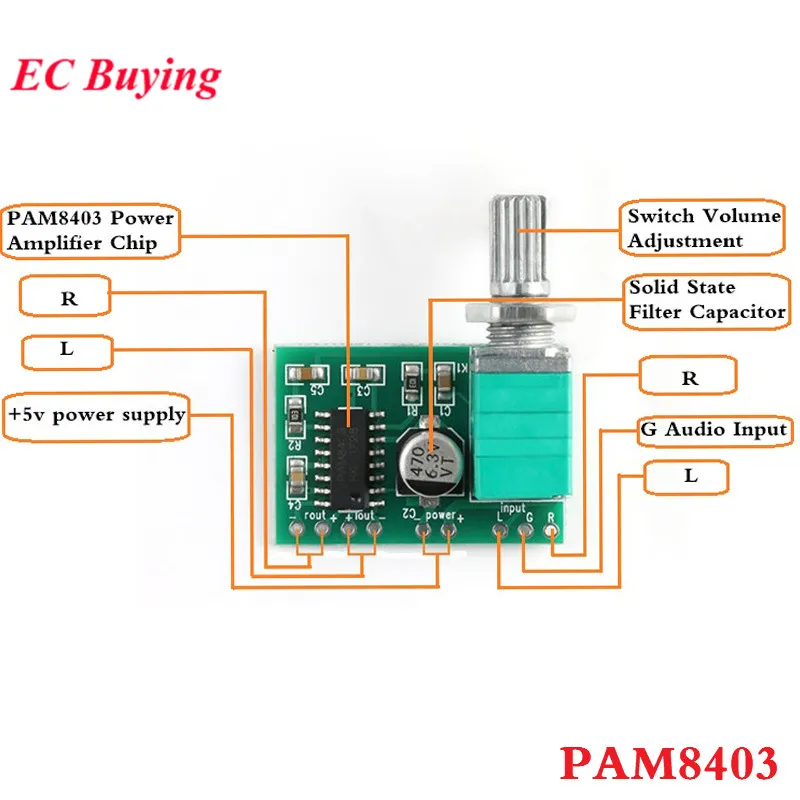 PAM8403 Amplifier Board Mini 5V 8403 Digital Power Audio