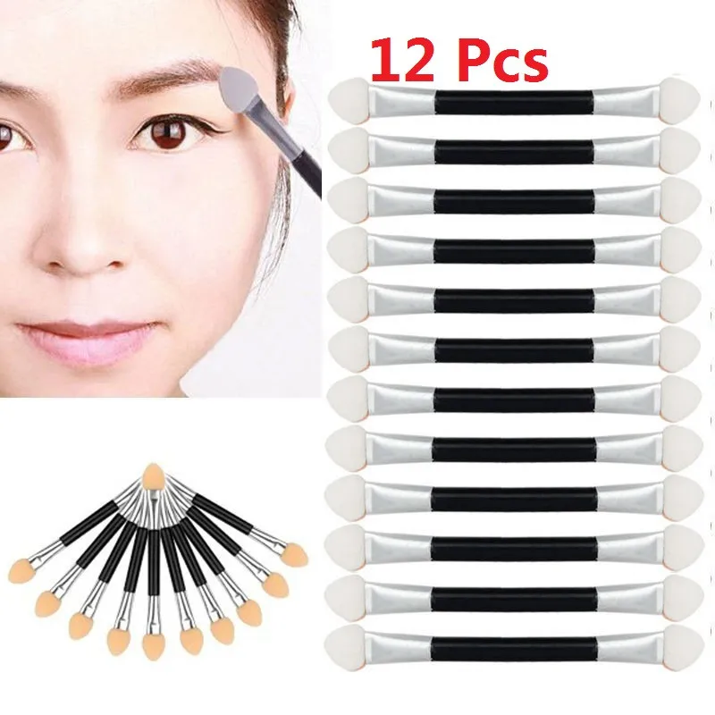 

Cute Girl Makeup Brush 12Pcs Makeup Double-end Eye Shadow Eyeliner Brush Sponge Applicator Tool AF50