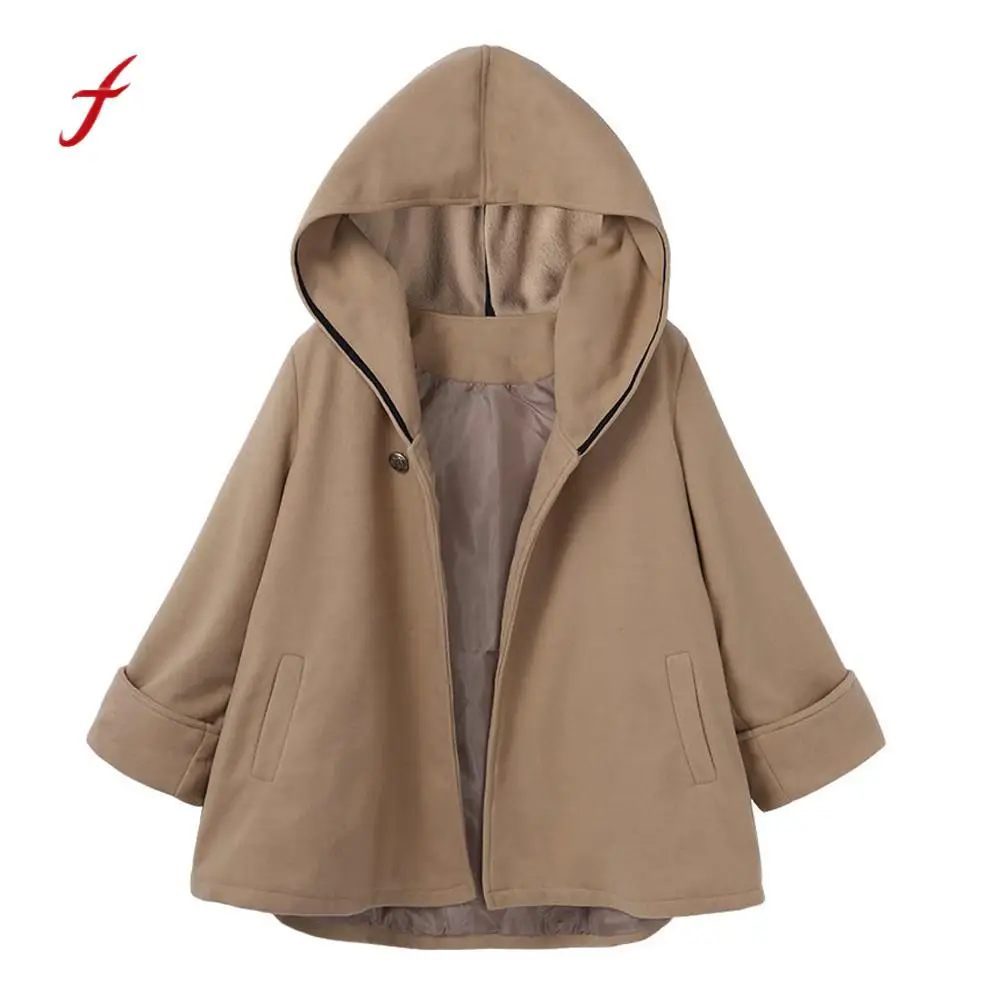 

2018 Autumn Winter Elegant Coat Women Fashion Causal Pockets Hoodies Overcoat Solid Outwear Cloak Coat Roupas Feminina /PT