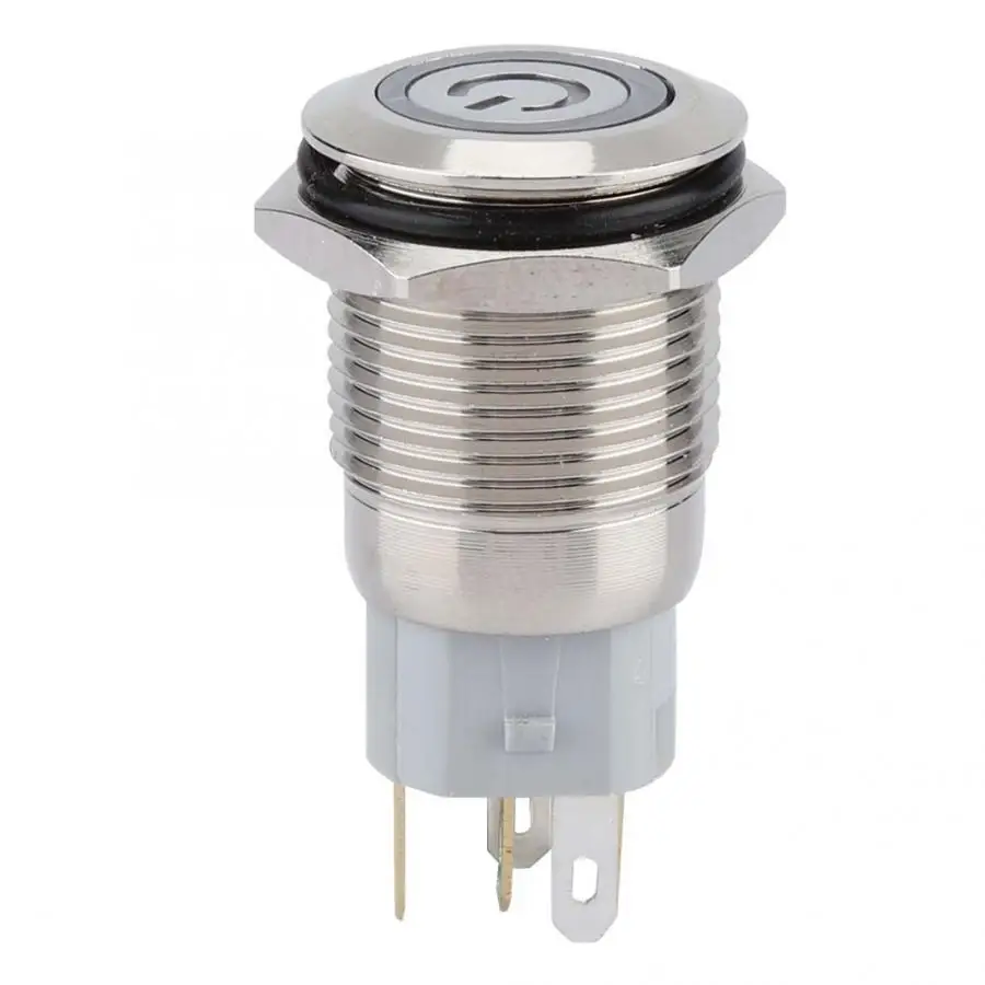 

Light Switch 40pcs 16mm Self-locking Metal Push Button Switch Flat Head 24V LED Light 5-Pin Switch
