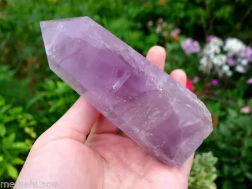 

huij 00799 Beautiful Natural Amethyst Quartz Crystal Point Healing reiki Bronze Statue