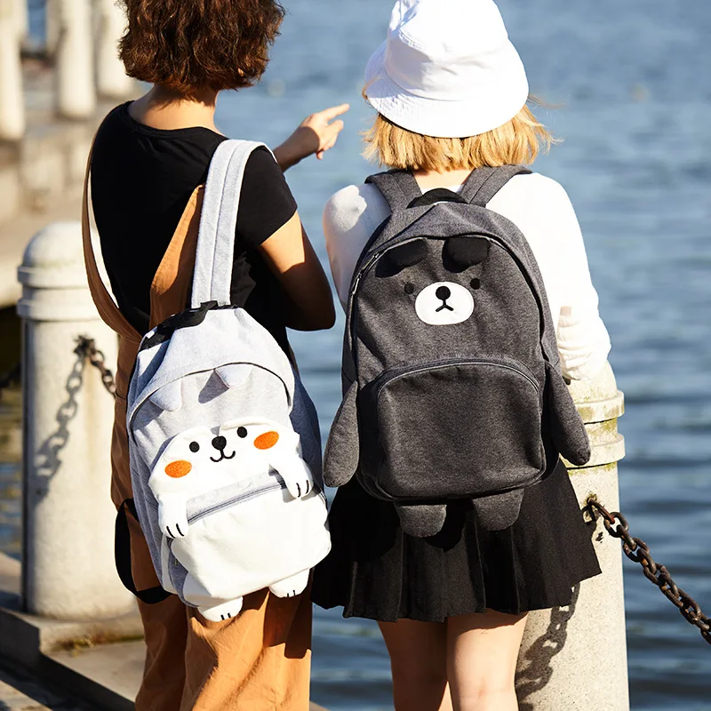 

2019 brand large pocket casual cartoon women's bag backpacks cotton lovers bag