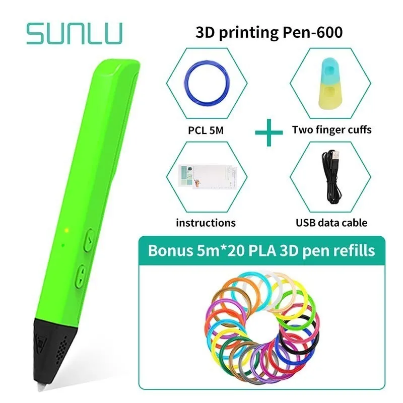 SUNLU SL 600 3D волшебная ручка для детей креативная низкая температура PCL нить печать