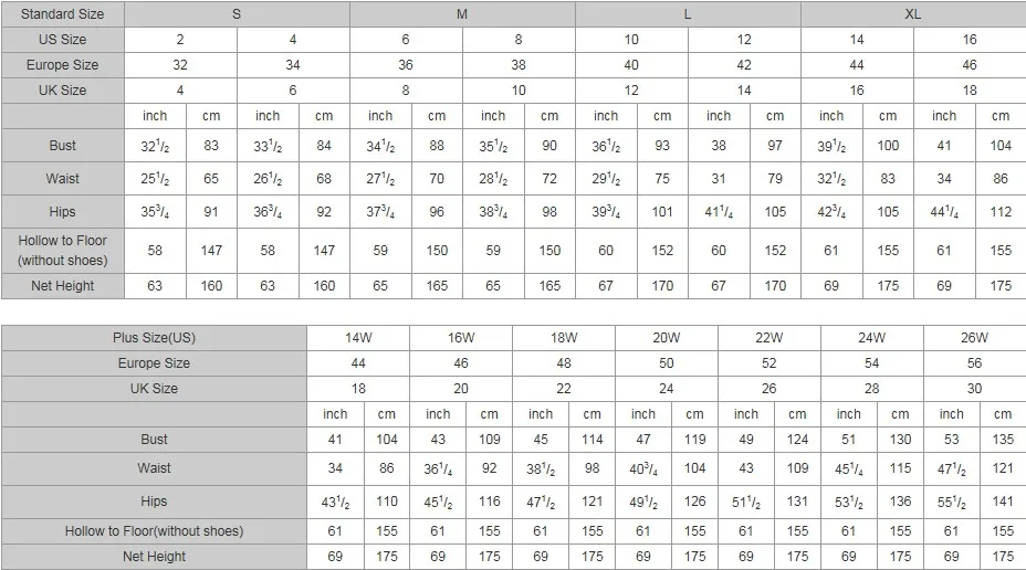 size chart
