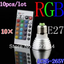 10 шт./лот 3 Вт MR16 GU10 GU5.3 E14 E27 базовой памяти 3W e27 RGB светодиодные фары 16 Цвета волшебный светильник лампы ИК пульт дистанционного Лампа