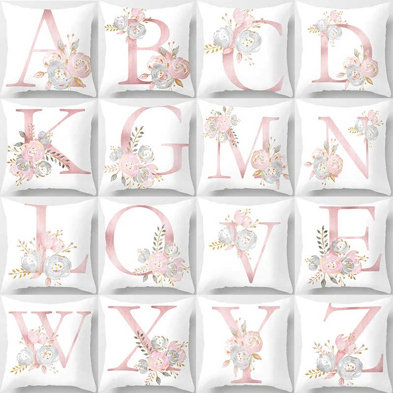 

Ins Nordic Pillow Case Custom Pink Letter Pillow Car Sofa Pillow Case 26 English Letter Creative Pillow Case Sale Peach Sleek