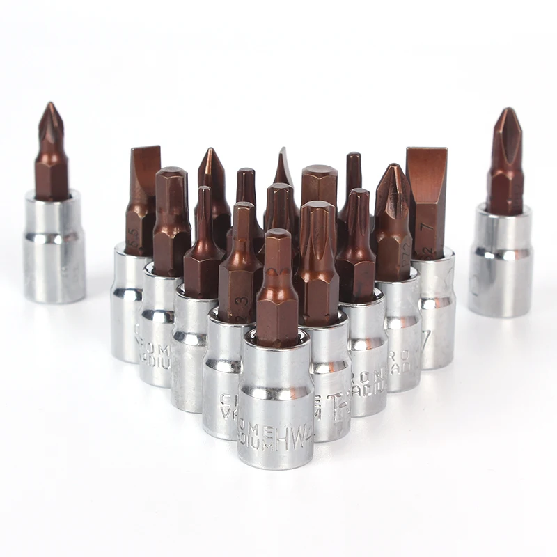  Hot Sale 1/4'' 6.3mm Electric Screw Bits Ratchet Hex Socket Sleeve Nozzles Hex Drill Bit Set for Po