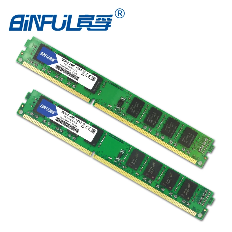 

Binful Original New Brand 2GB 4GB DDR3 PC3-10600 RAM memory 1333mhz 240pin compatible with good Desktop