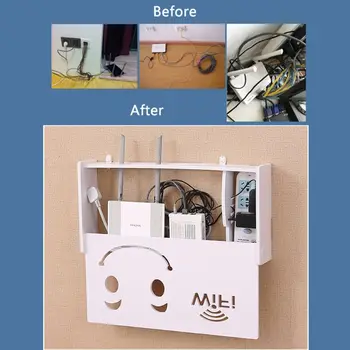 

Wireless Wifi Router Storage Box PVC Panel Frame Wall Mount Bracket Cable Storage Large Size Home Decoration