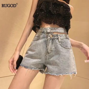 

RUGOD New Summer Shorts Fashion Split Waist Design Denim Shorts Women Casual Vintage Frayed Hem Short Jean Shorts 2019