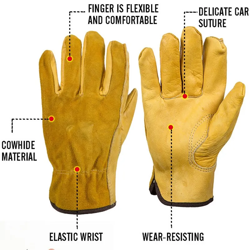Safurance Men's Work Gloves Cowhide Driver Security