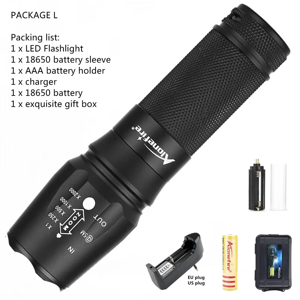 AloneFire X800 CREE Мощный XP-L V6 T6 светодиодный фонарик с зумом 12 Вт супер яркий Troch Home work для 18650 26650 литий-ионный аккумулятор - Испускаемый цвет: Package L