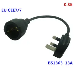 Великобритания plug BS1363 13A чтобы CEE 7/7 Европейский женский Schuko Кабель-адаптер для UPS/PDU Extension Мощность шнур