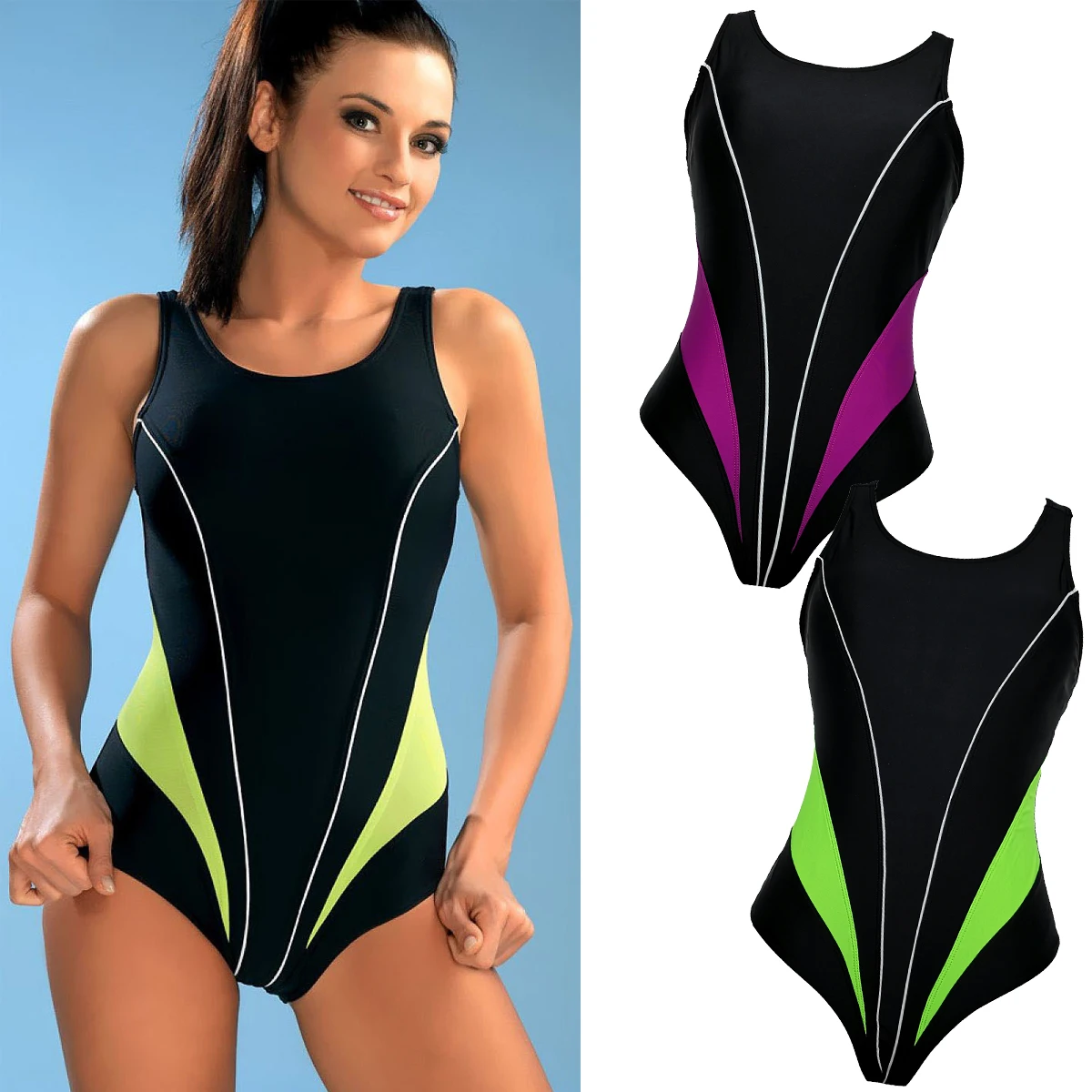 shapewear bodysuit One Piece Swimsuit 2019 New Summer Women Casual Sleeveless Square Collar Skinny Push Up Padded Patchwork Jumpsuits black bodysuit
