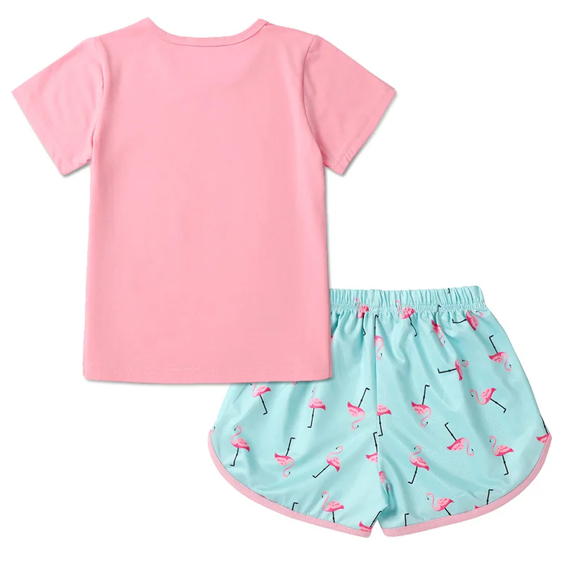 Summer Girl Clothing Set Children Cartoon Rainbow Unicorn T-shirt Tops And Shorts Suit Baby Girls Sports Clothes Sets For 2-6 Y (4)