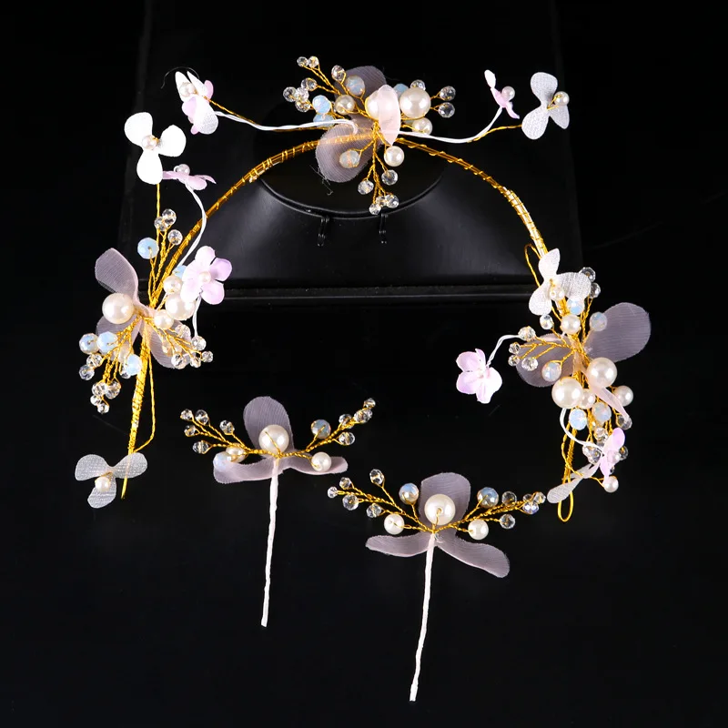 

Wedding Hair Accessories Flower Headbands for Women Handmade Bridal Headpieces Rhinestone Pearl Jewelry Diademas Para Mujer New