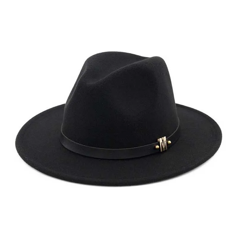 

Vintage Black Fedora Hat Men Classic Felt Hats Winter Wool Hat Gentlman Wide Brim Jazz Cap Fashion Autumn Panama Hat Trilby Caps