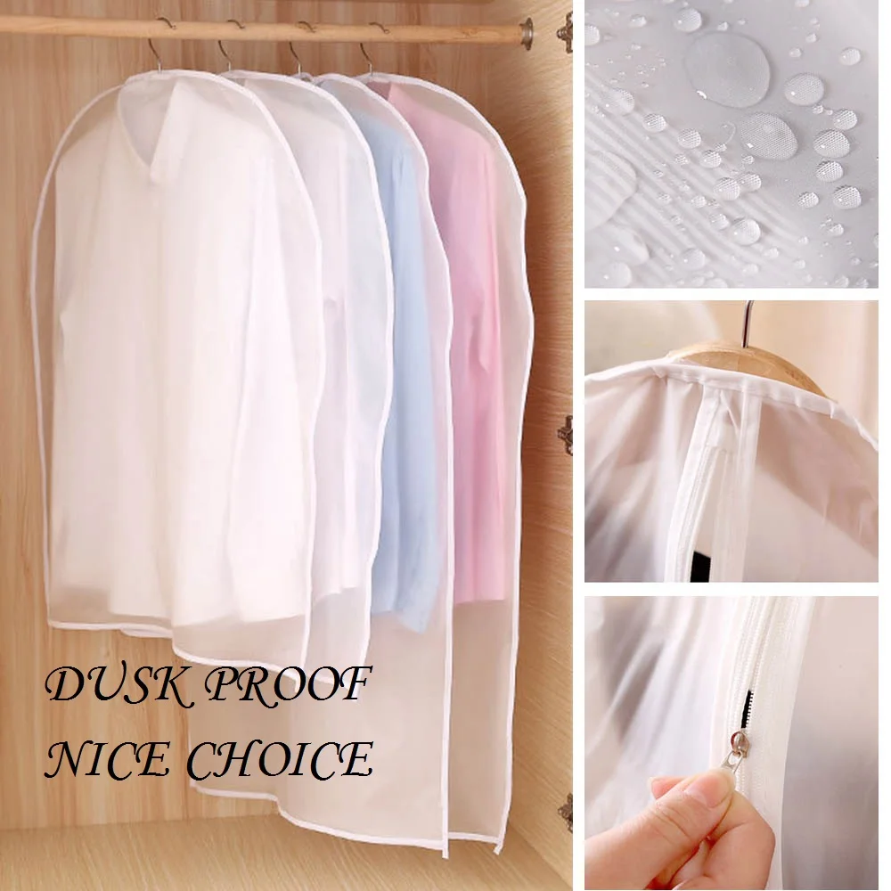

Urijk 1pcs/4pcs Tidy Transparent Dust Cover Bags Non-woven Suit Jacket Coat Clothes Storage Bag Bedroom Closet Organizer