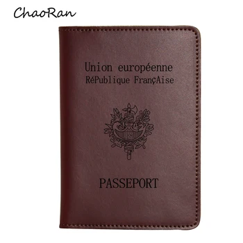 

France Travel Passport Cover engrave Name Card Holders Credit & ID Card Case Women and Men Genuine Leather Passport Wallet