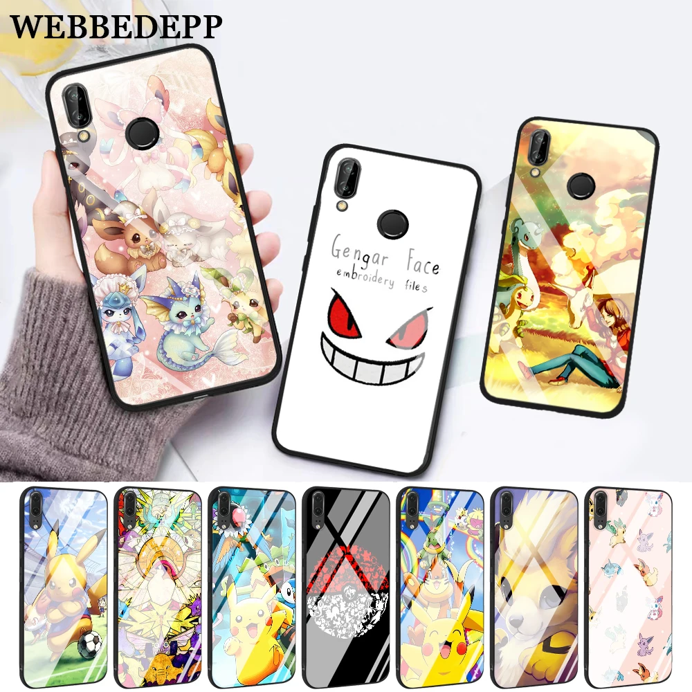 Стеклянный чехол Pika Go PokeBall с животными для Huawei P10 lite P20 Pro P30 P Smart honor 7A 8X 9 10 Y6 Mate 20 |