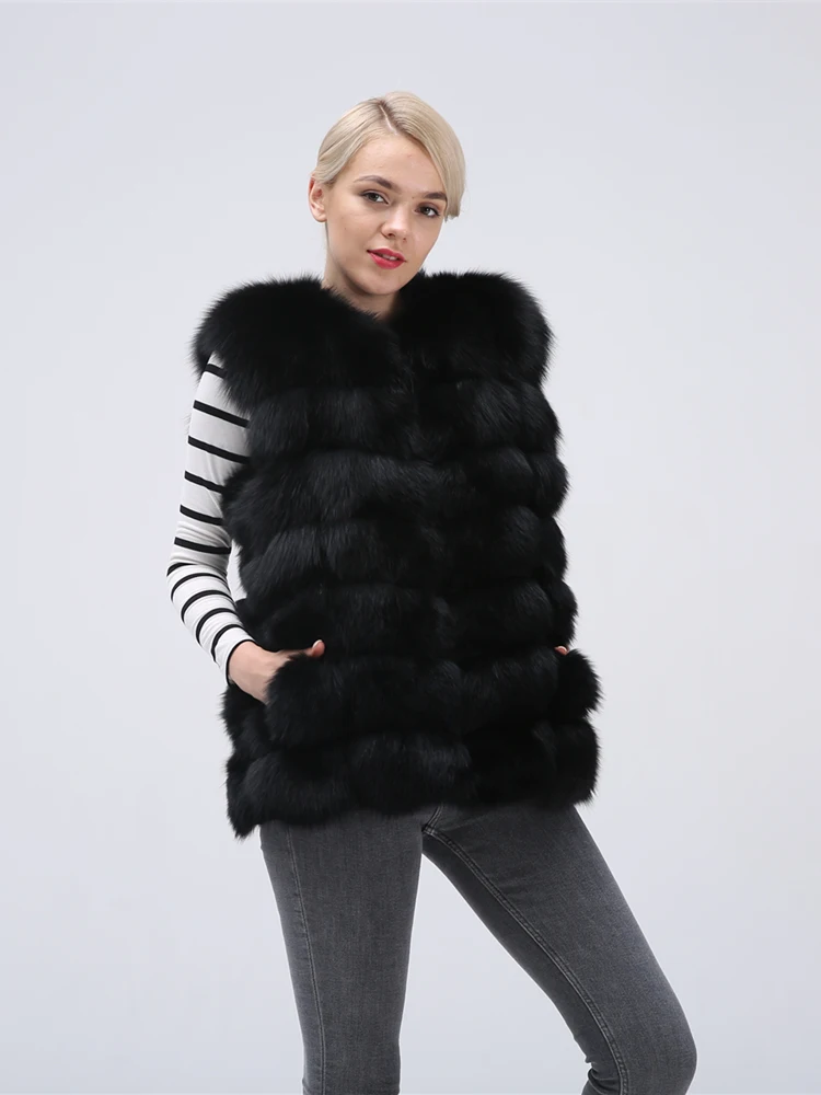 Real Fox Fur Vest Jacket Waistcoat Short sleeveless Vest woman winter warm Natural Fur Vest Real Fur Jacket Fox Fur Coats