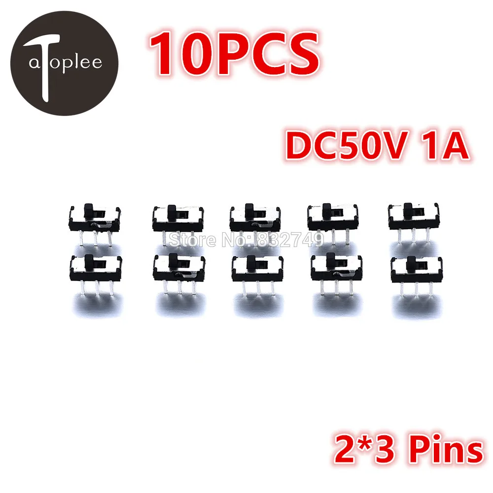 Atoplee 10 шт. DC50V 1A ВКЛ./ВЫКЛ./вкл. DPDT 2P2T 6 контактный вертикальный DIP скользящий