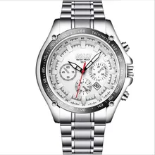 2018 new fashion stainless steel belt simple leisure luxury business watch.
