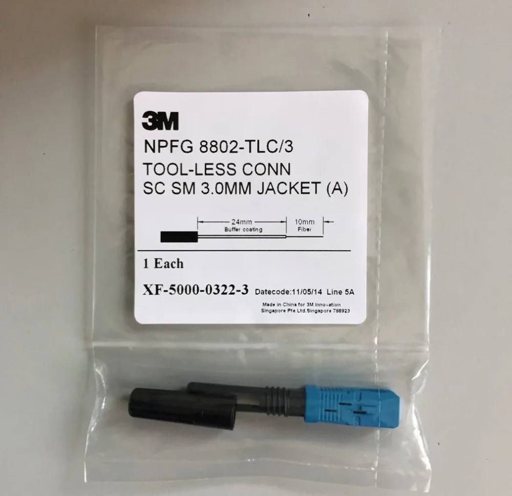 

100pcs/lot NPFG 8802-TLC/3 TOOL-LESS CONN SC SM 3.0MM JACKET A XF-5000-0322-3 fast connector SC/UPC FTTH high quality