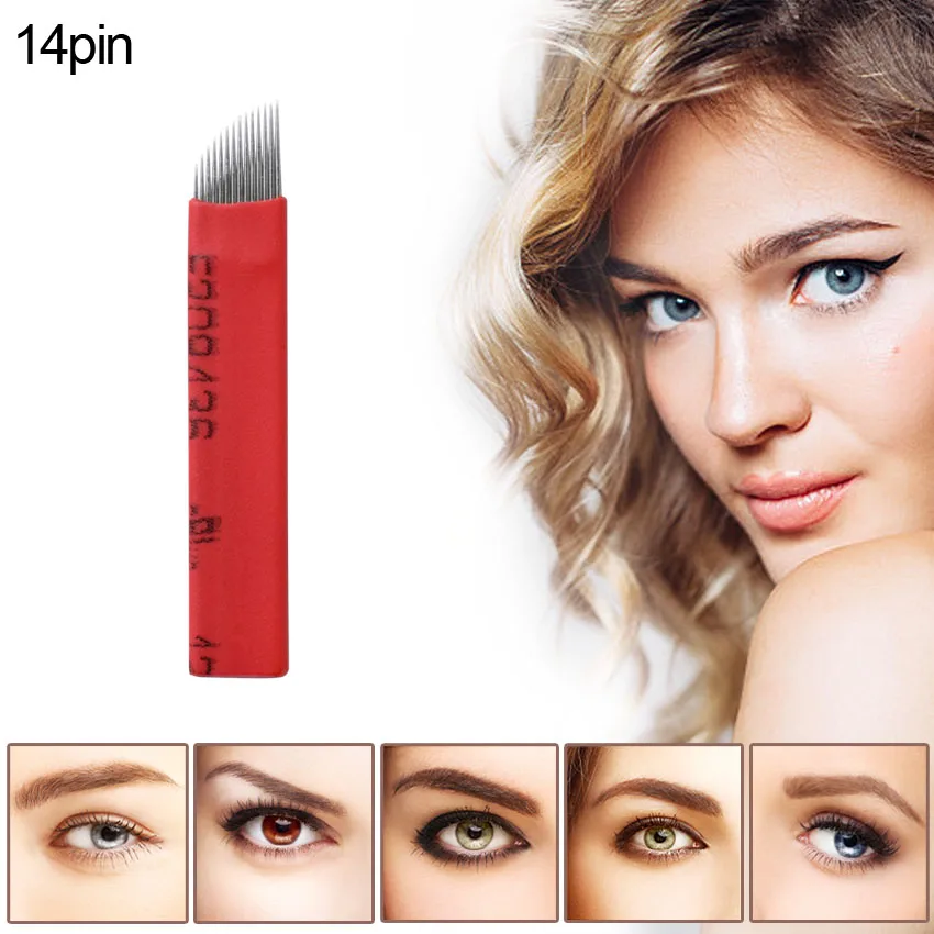 

Sterilized Tattoo Blades Microblading Red Needles 50Pcs Eyebrow Lip Permanent Makeup 3D Embroidery Stainless Steel Tattoo Supply